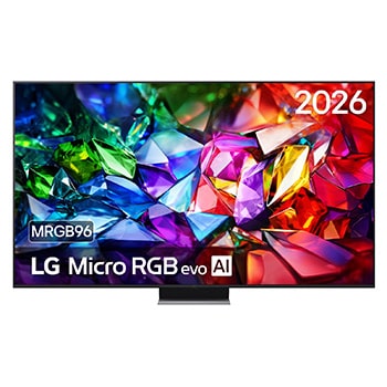 Vooraanzicht van 86 inch LG Micro RGB evo AI MRGB96 4K Smart TV 2026 86MRGB96B9B